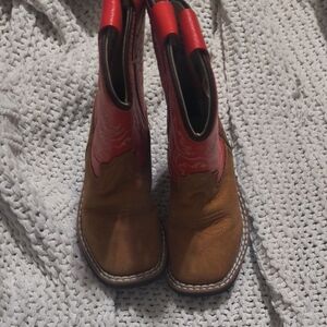 Old West Red and Brown Leather Boots